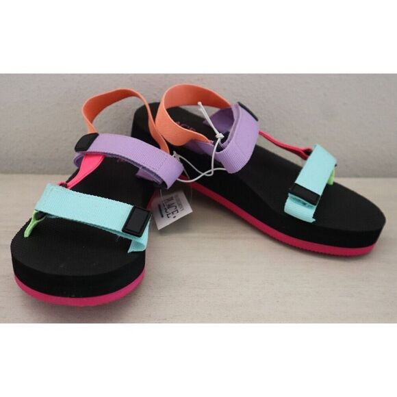 The Children's Place Youth Girls Sz 4 Multicolor Colorblock Webbed Sandals - Picture 1 of 6